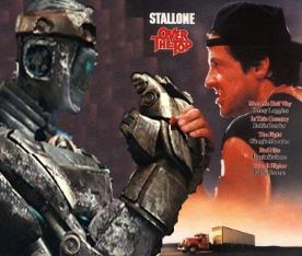Image: Sylvester Stallone arm-wrestles an Iron Giant.